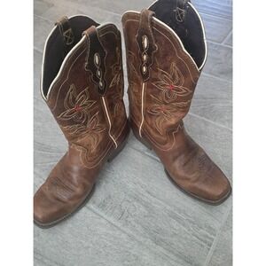 Justin Women Cadee Western Jungle Brown Leather Floral Square Toe Cowboy Boot 7B